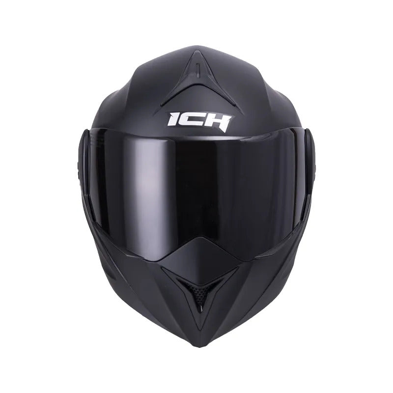 Casco Ich Abatible 3110 Negro Mate Visor Transparente O Humo